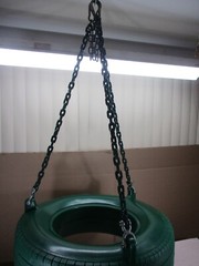 LARGE Green Plastic Tire Swing Swing Set Seat with Coated Chain