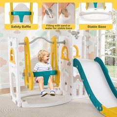 7-in-1 Toddler Slide & Swing Set Indoor Playground for Kids Age 1-3 Years Old