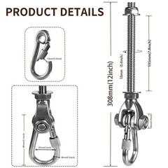 2 Heavy Duty Swing Hangers 180° Stainless Steel Swing Hooks 800LBS Capacity