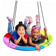 40″ Saucer Tree Swing for Kids Outdoor, 900Lb Weight Capacity, Rainbow
