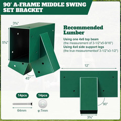 3 Pcs Heavy Duty Swing Set Bracket Kit – 3 A-Frame Hardware for DIY Outdoor Play