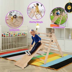 Climber Slide Kids Set Playground Foldable Wooden Montessori with Ramp Rocker