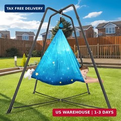 Swing Stand Frame with Sensory Swing Pod Chair, X-Shaped Swing Set, Metal Hammoc