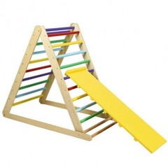 Foldable Wooden Climbing Triangle Indoor Home Climber Ladder – Color: Multicolor