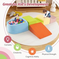 5PCS Climb and Crawl Playset w/ Ball Pit for Kids Zippers for Playroom