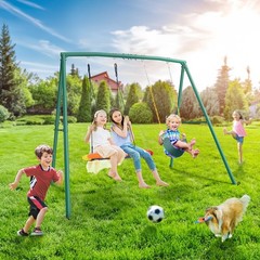 440lbs Capacity Swing Sets for Backyard – 2 Seat Outdoor Playset with Saucer …