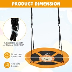 40″ Outdoor Round Saucer Tree Swing WaterProof w/Adjustable Ropes & Carabiners