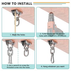 360°Rotating Hammock Hanging Kit, Heavy Duty 1200 lb Capacity Stainless Steel…