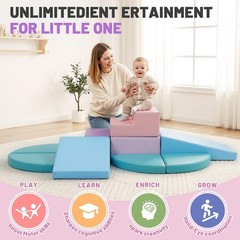 9-Piece Climbing Toys for Toddlers: Soft PU Leather Foam Blocks – Baby Climb …