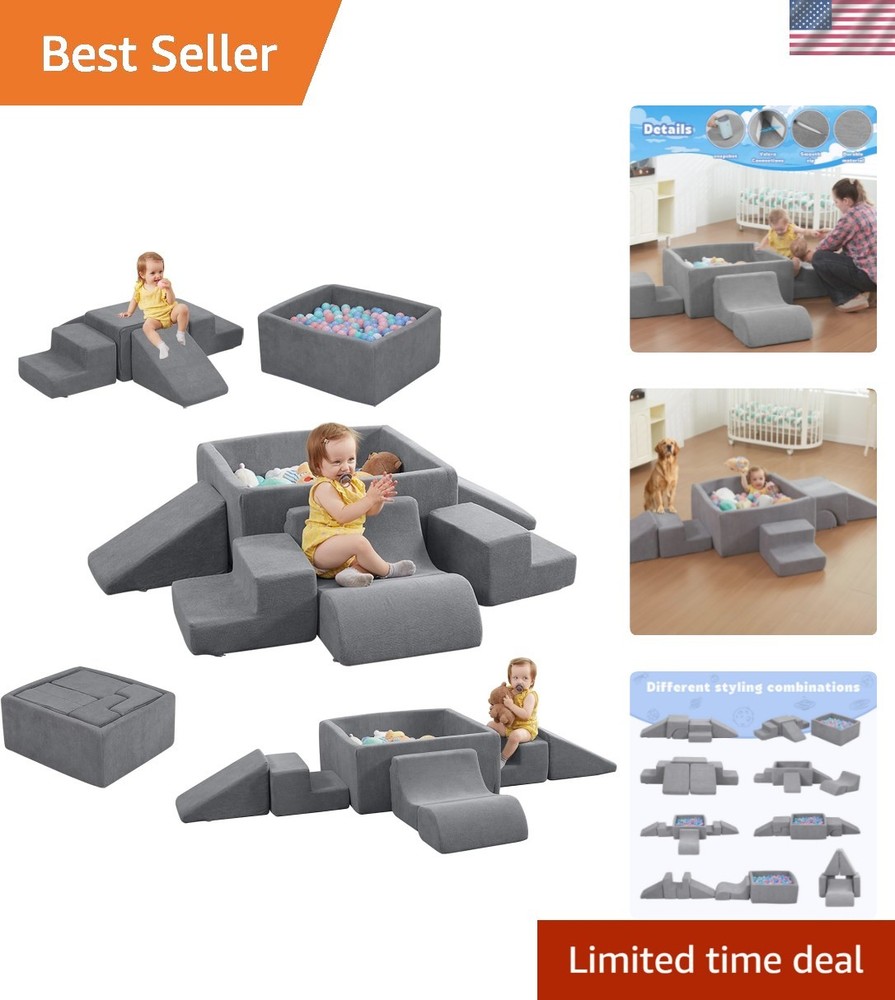 6PCS Soft Foam Climbing Blocks Set with Ball Pit – Safe Indoor Play for Toddlers