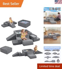 6PCS Soft Foam Climbing Blocks Set with Ball Pit – Safe Indoor Play for Toddlers