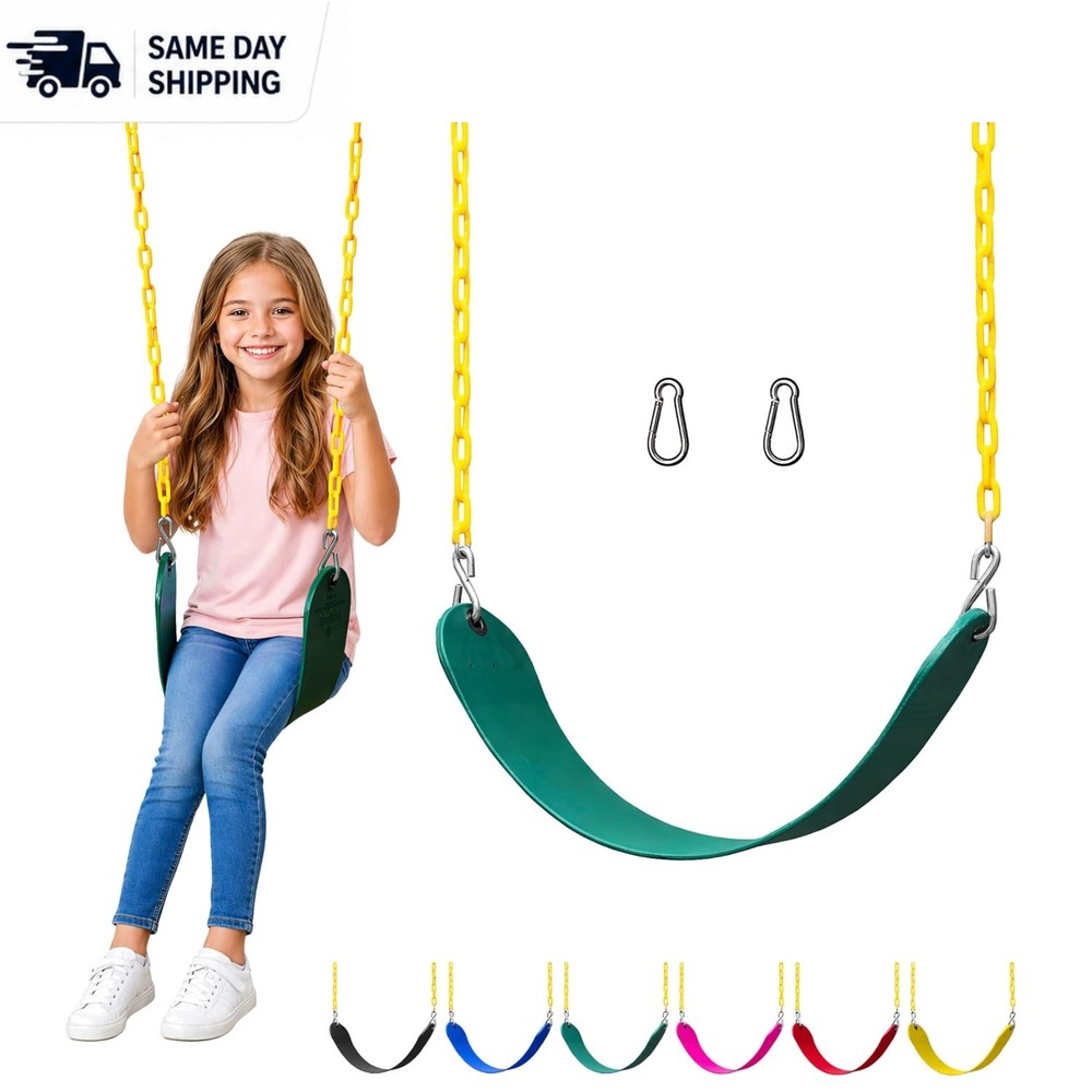 Outdoor Swing Replacement Kit with Heavy Duty Chains – Green 1 Pack