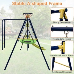 660 lbs Kids Metal Swing Set for Backyard 7-in-1 Multifunctional Swing Set