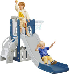 6 in 1 Toddler Slide,Kids Climber Slider for Indoor Outdoor Playground with Bask
