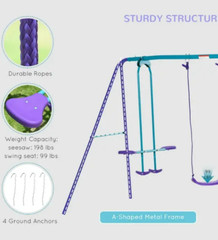 Swing Adjustable Glider Set Hanging Seats Pair Backyard Seat Kids Outdoor New