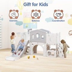 Toddler Slide Set, 8 in 1 Kids Slide with Climber, Indoor Outdoor Slide for 1-3