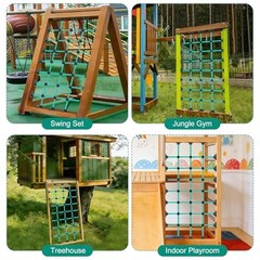 Climbing Net for Kids with Installation Base for 30″ × 60″ Wooden 30″ X 60″
