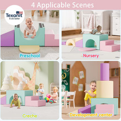 Soft Foam Climbing Blocks Set – Large 5-In-1 Soft Play Toys Crawling & Sliding C