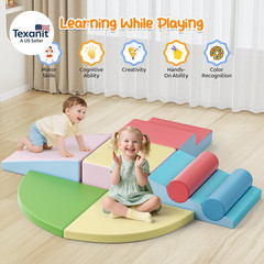 Foam Climbing Blocks for Toddlers 1-3, 8Pcs Soft Play Set with Crawling Explorat