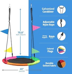 Family-Friendly 40 Inch Saucer Swing – Indoor/Outdoor Use for Kids & Adults
