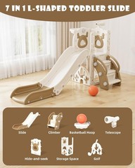 7 in 1 Toddler Slide Kids Indoor Slide for Toddlers 1-3 New Upgrade with Golf