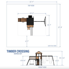 Timber Crossing Swing Set – Cedar Wood Outdoor Playset, Rock Wall, Slide, Swings