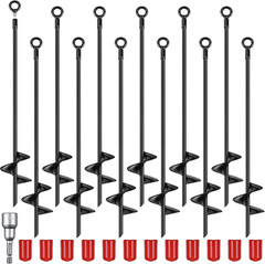 Heavy Duty 18″ Spiral Ground Anchors Kit for Tents, Sheds & Trampolines – 12 Pcs