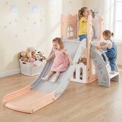 Toddler Slide, 6 in 1 Kids Indoor Outdoor Playground with Climber Basketball …