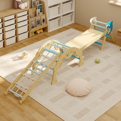 4 in 1 Toddler Climbing Toys Indoor,Wooden Climbing Triangle Set W/Ramp,Arch Gym
