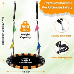 48 Inch Saucer Swing Set Heavy Duty 900lbs Backyard Outdoor Playground