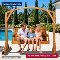 SUNCREAT Heavy Duty Wooden Swing Frame, Stable Frame Porch Swing Bench Stand for