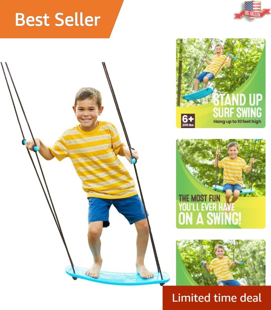Stand Up Outdoor Tree Swing for Kids – Durable Plastic Board – Hang from Up t…