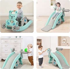 Versatile 5 in 1 Kids Slide with Basketball Hoop & Detachable Stool