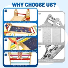Land Pikler Triangle Set, Pickler Climbing Set Foldable Wooden Climbing Toy Gift