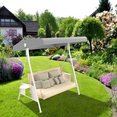 Outdoor Swing Canopy Cover, 3 Seat Waterproof Gray Swing Covers for Outdoor P…
