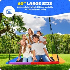 60″ Rectangle Platform Tree Swing for Kids Adults, 700lb Capacity