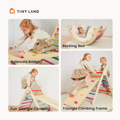 Tiny Land Pikler Triangle Set, 7-In-1 Foldable Pikler Triangle Climbing Toys Set