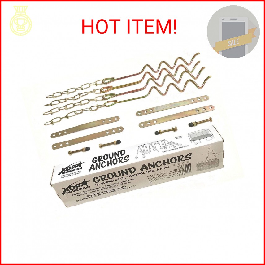 Metal Ground Anchor Kit – 4pcs Auger-Style 12 3/4″ ea. All Hardware Included. Ea