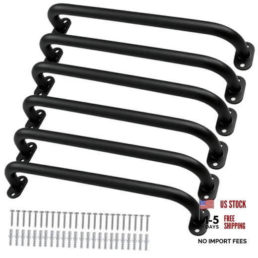 17 Inch Metal Playground Handles Set of 6, Heavy-Duty Climbing Wall Grab Black