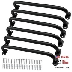 17 Inch Metal Playground Handles Set of 6, Heavy-Duty Climbing Wall Grab Black