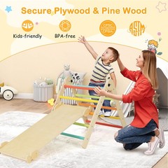 3-in-1 Triangular Climbing Toys Foldable & Height-adjustable Triangle Set