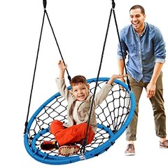 Hanging Netted Seat Swing – 35.5″ Inch Kids Indoor Outdoor Yard Round Circle