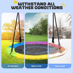 Durable 40 Inch Saucer Swing 700lb Weight Capacity with Waterproof Fabric Seat