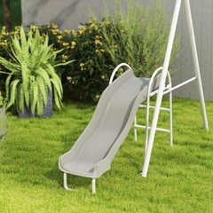 Outsunny Metal Swing Set for Kids with Double Swings Slide Seesaw Glider