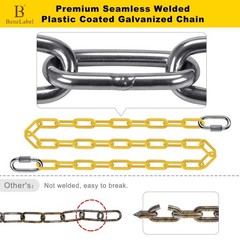 Heavy Duty 80″ Swing Chain Set – 2Pcs Coated with Carabiners & Hooks, 1000Lbs Ca