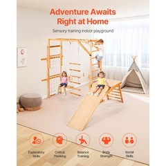 Kids Boys Girls Indoor Jungle Gym Climbing Playset Slide, Swing, Monkey Bars