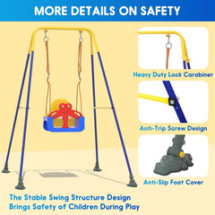3-In-1 Toddler Swing Set, Baby Swing with Safety Belt, Indoor/Outdoor, Easy to A