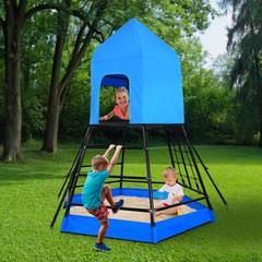 Dome Climber Jungle Gym w/ Platform & Tent, Durable Outdoor Playground Equipment
