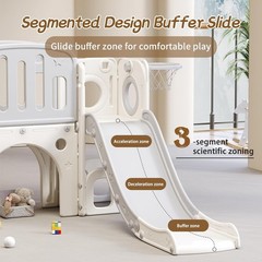 8 in 1 Toddler Slide Kids Climber Slide with Storage Space Outdoor Playset Grey