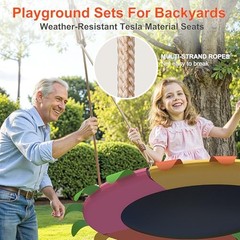 40 Inch Saucer Tree Swing for Kids Outdoor – 600lb Heavy Duty Capacity, Pink